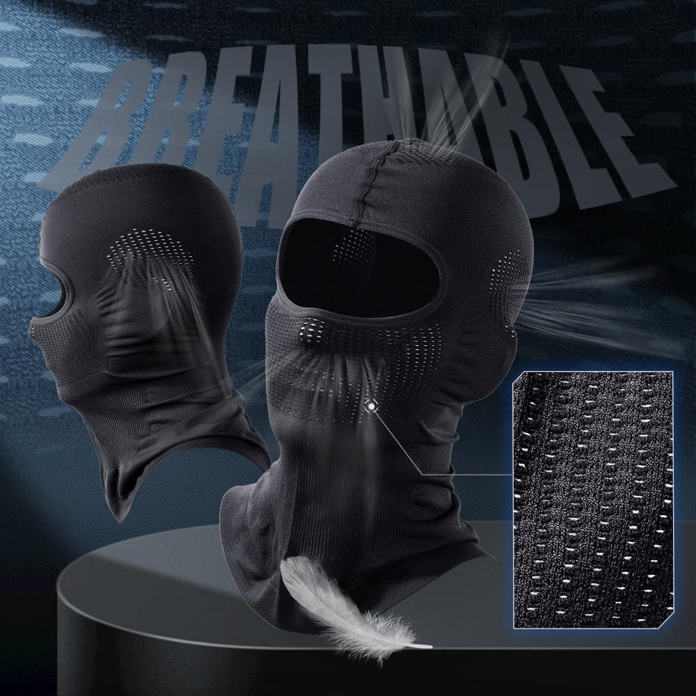 AXBXCX 2 Pieces Balaclava Ski Mask Men Breathable Face Mask for Men Women Motorcycle Fishing Skiing Cycling Black+Black