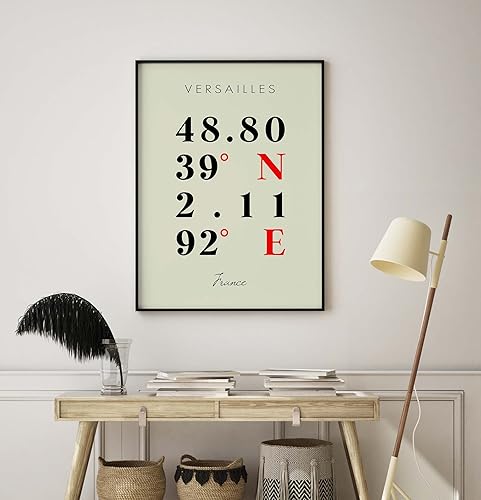 Miniatura 8 de Mapa de Versalles, Francia, Coordenadas Multilínea de Colores (24x36)