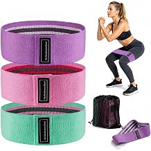 8cm Fabric Resistance Bands Set of 3, Hip Bands for Women and Men, Light Medium Heavy Exercise with Storage Bag for Glute Leg Workout Yoga Pilates Home Gym Fitness