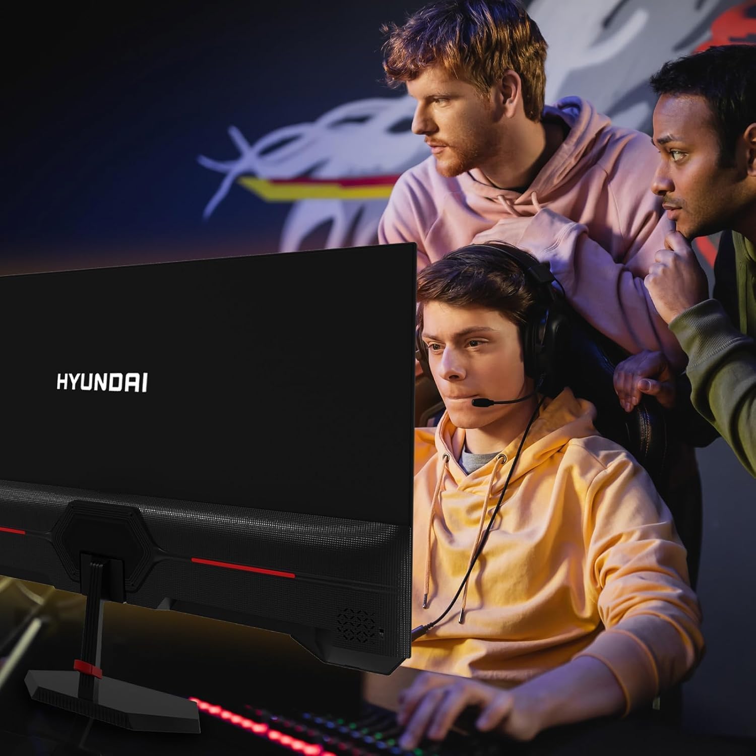 HYUNDAI 27” Gaming Monitor, IPS 2560x1440p, 180Hz, 1ms(MPRT), LED Monitor Ultra-Thin, HDMI X2 /DP - Black