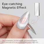 MIZHSE Cat Eye Nail Polish,Glitter Silver Holographic Magnetic Nail Polish | Cateye With Magnet 16ml Galaxy Quick Air Dry Cats Eye Lacquer Non Gel for Fingernail,Manicure DIY Salon Gift For Girls
