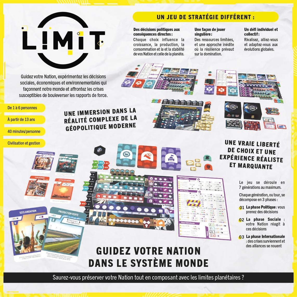 Blackrock Games Limit – Jeu de Société Stratégique et de Civilisation | 1 à 6 Joueurs | Dès 13 Ans | Gérez Politique, Ressources et Crises Mondiales | Ludonaute