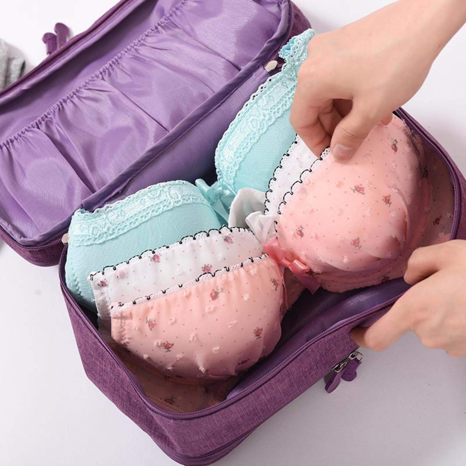 1 Pezzo Portatile Reggiseno Biancheria Intima Calzini Borsa custodie da Viaggio Impermeabili Grande capacità Trucco organizzatore Vestiti Borse di Finitura-Grigio