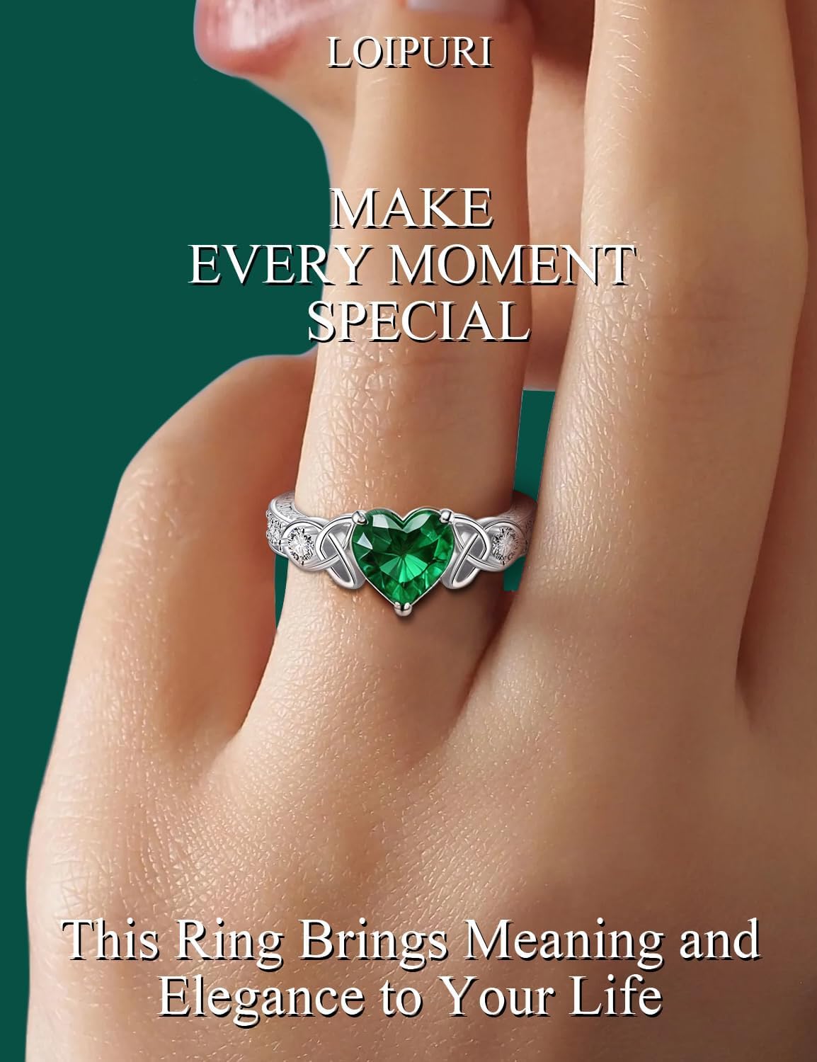 Moissanite Promise Rings for Her, 2CT D Color VVS1, Heart Shaped Celtic Knot, 925 Sterling Silver Engagement Wedding Anniversary Valentines Promise Gift with Certificate - Image 5