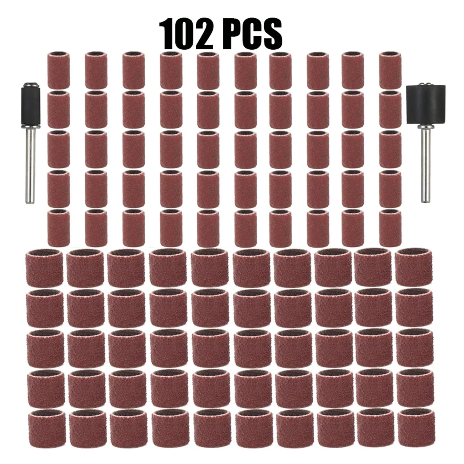GYQAZSS Sanding Drums Kit Sanding Band 1/2 1/4 Inch Sand Mandrels 80grit Fit for Nail Drill Rotary Abrasive Tools 102pcs