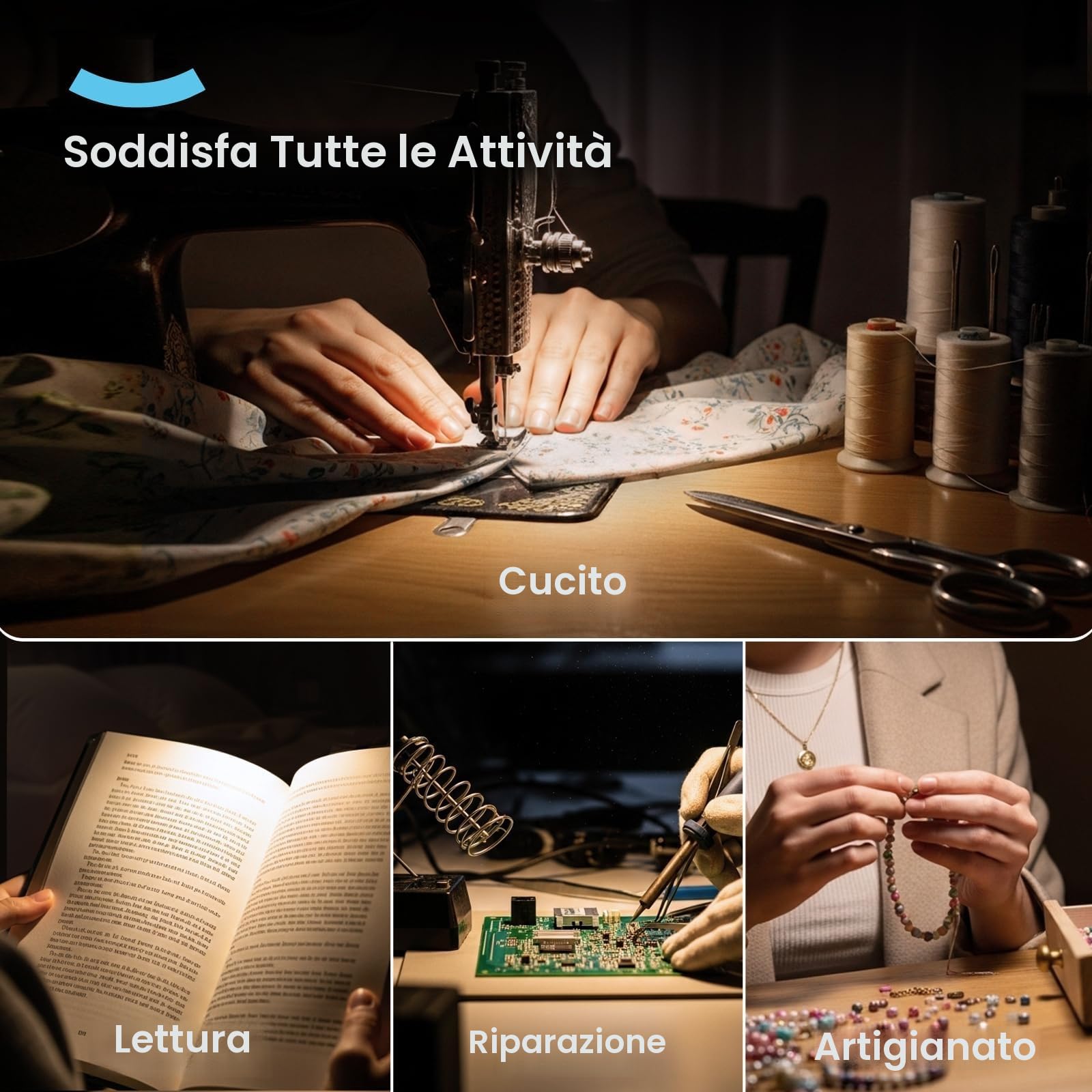 ARTDOT Lente Ingrandimento con Luce 4 LED, Occhiali Professionali per Modellismo