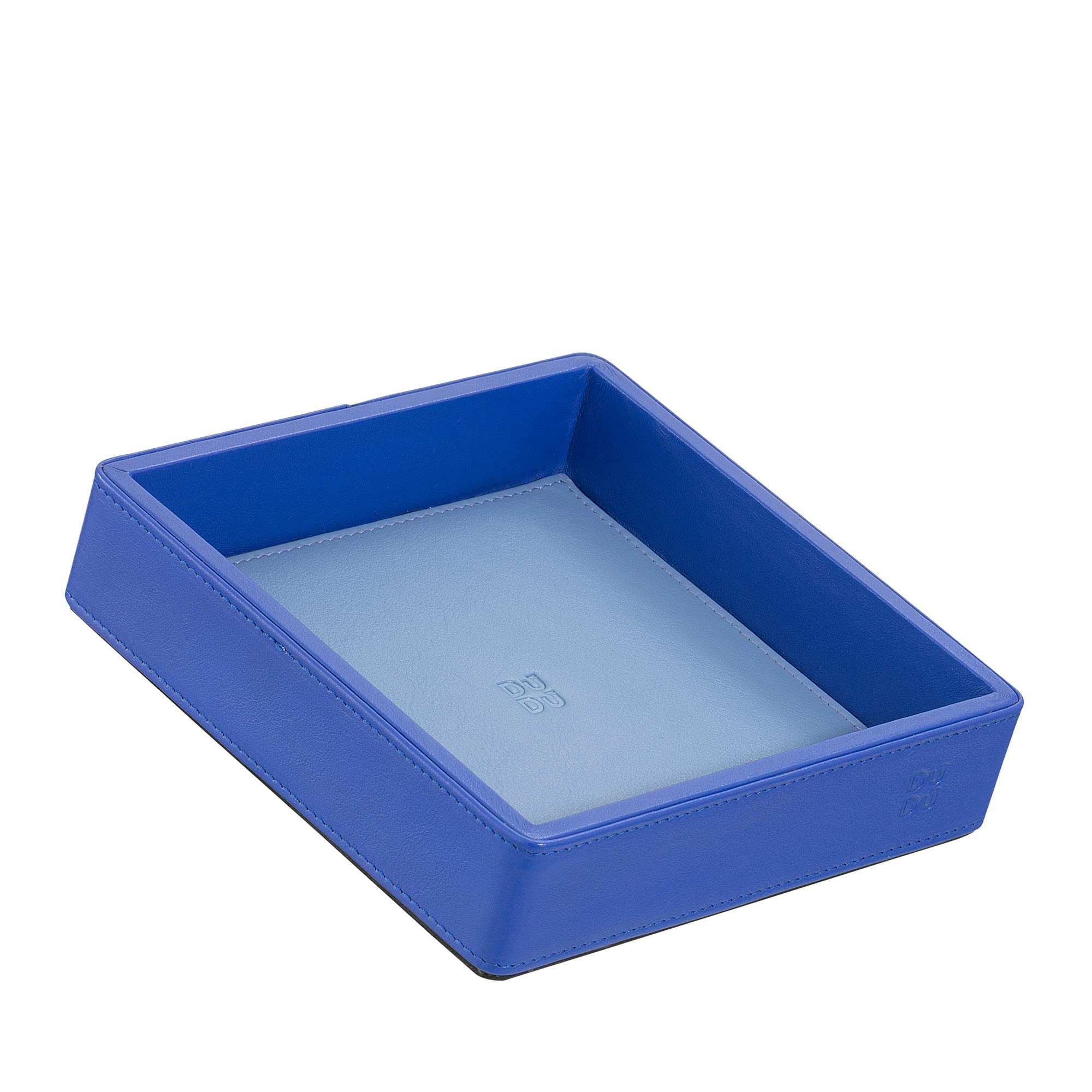 DUDU Vide-Poches Design en Cuir coloré pour entrée Porte-Objets 14x14cm avec Coffret Cadeau Bleuet