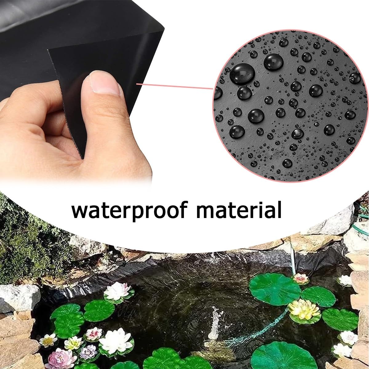Telo di Rivestimento per laghetto in PVC Nero Ispessito - Membrana paesaggistica Flessibile e Pieghevole Adatta per fontane, laghetti per Koi e aiuole da Giardino - Pieghevole, Resistente, 6