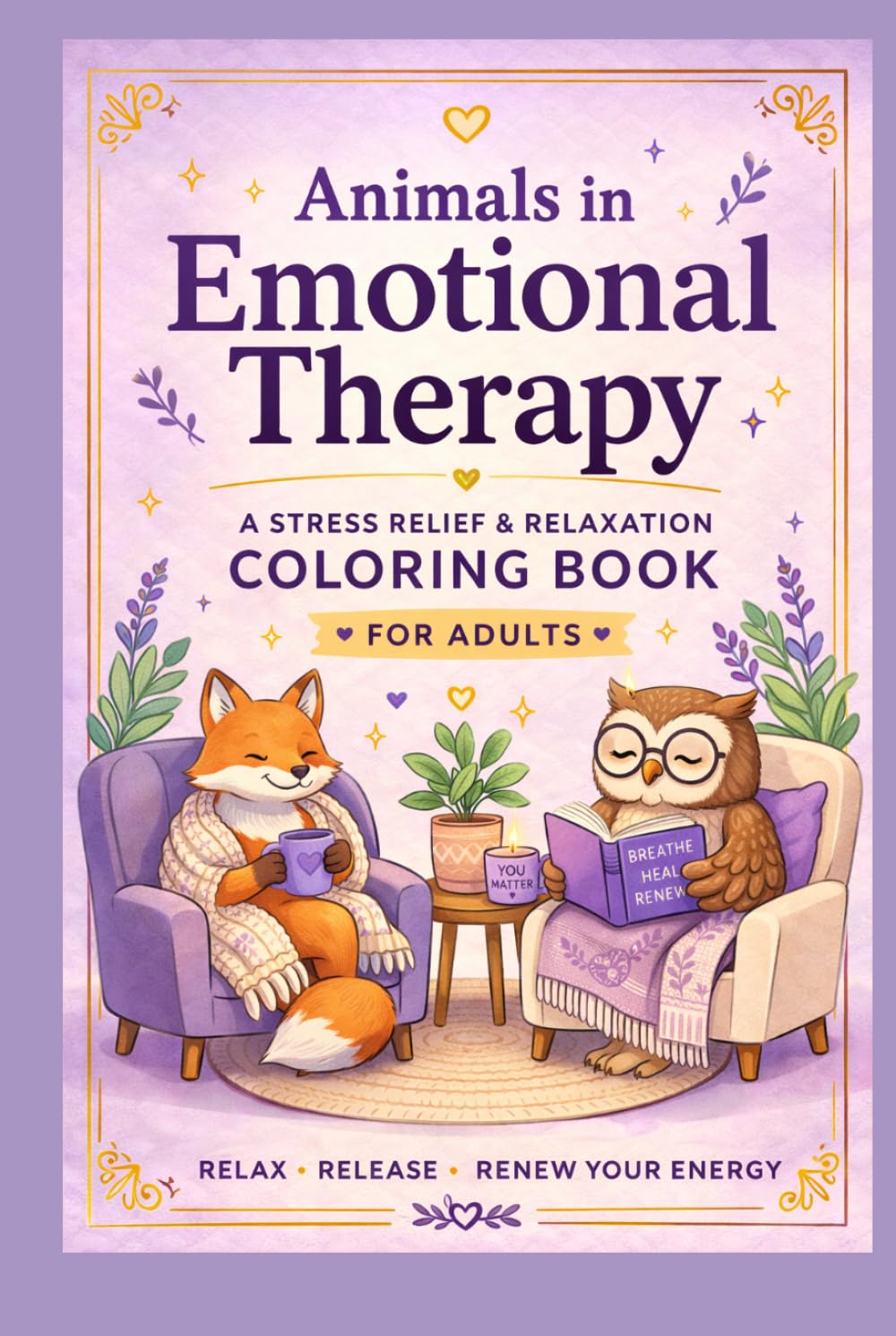 Animals in Emotional Therapy: Stress Relief & Relaxation Coloring Book