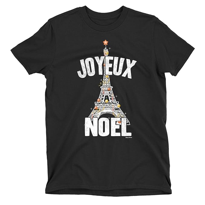 Amazon Com Joyeux Noel Mens Organic Cotton Christmas T Shirt Black Clothing