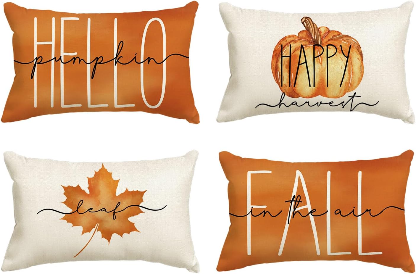  Hello Pumpkin Fall Maple Leaf Pillow Covers 20x20 Inch 4pcs thumbnail