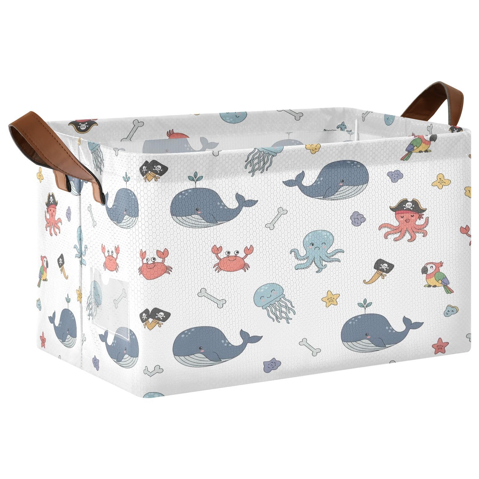 Cgiub Whale Storage Basket Waterproof Foldable Storage Bin Baby Laundry Basket Closet Organiser for Nursery Decor Home Organizing
