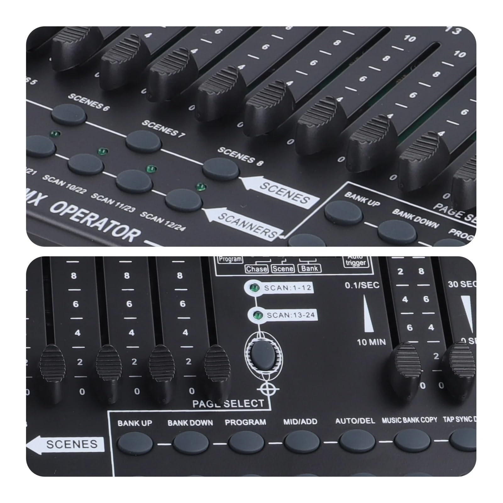 Mesa mezcladora de iluminación Controlador DMX512 con operador MIDI y DMX negro, controlador de iluminación de 384 canales for escenarios, discotecas, fiestas, conciertos, bodas y teatros. para espect