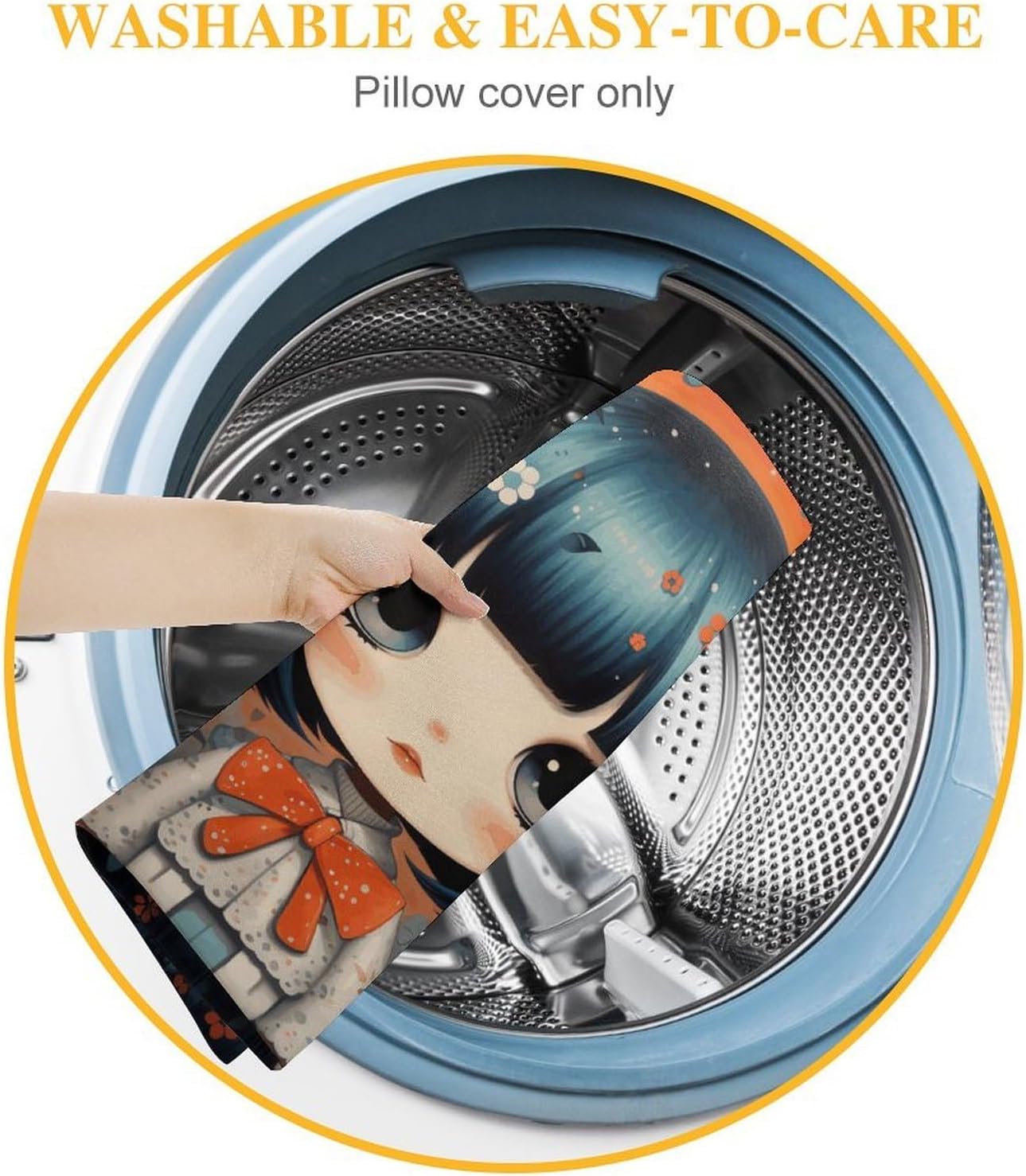 Anime Girl Pictures Throw Pillow Covers 18x18 Inch Soft Couch Home Decor Cushion Cover Comfortable Plush Square Cushion Case Farmhouse Decorative Pillowcase for Living Couch image 4