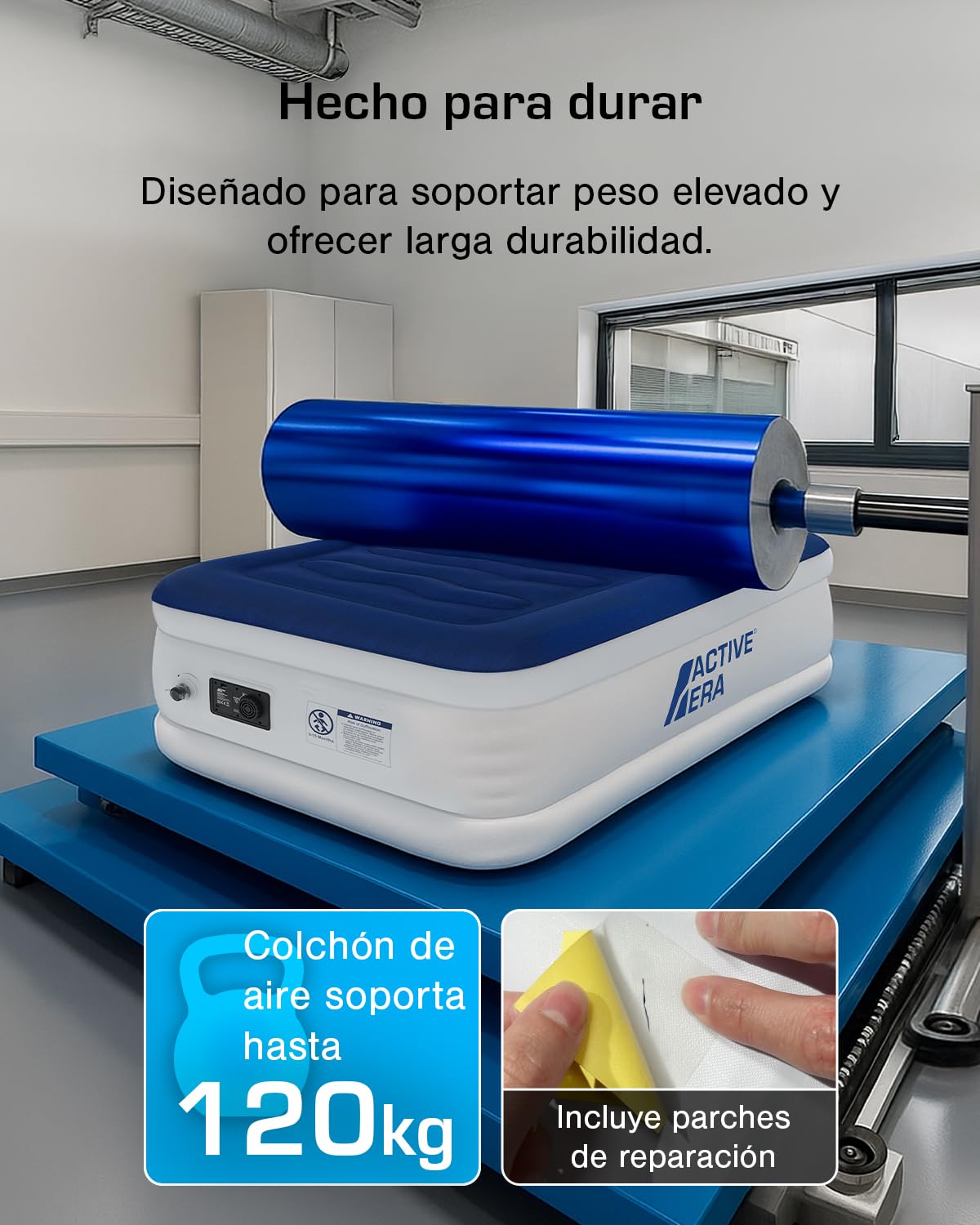 Active Era Colchón Hinchable Individual Lujo 99 x 188 x 36.5 cm con Bomba Eléctrica y Almohada Incorporada