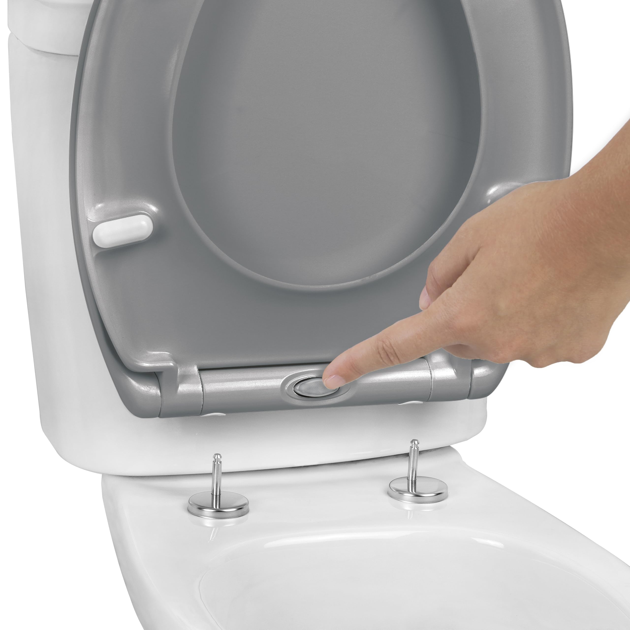 TATAY Cuvette Toilette Universelle en Duroplast, pour WC Ovales, Gris Clair