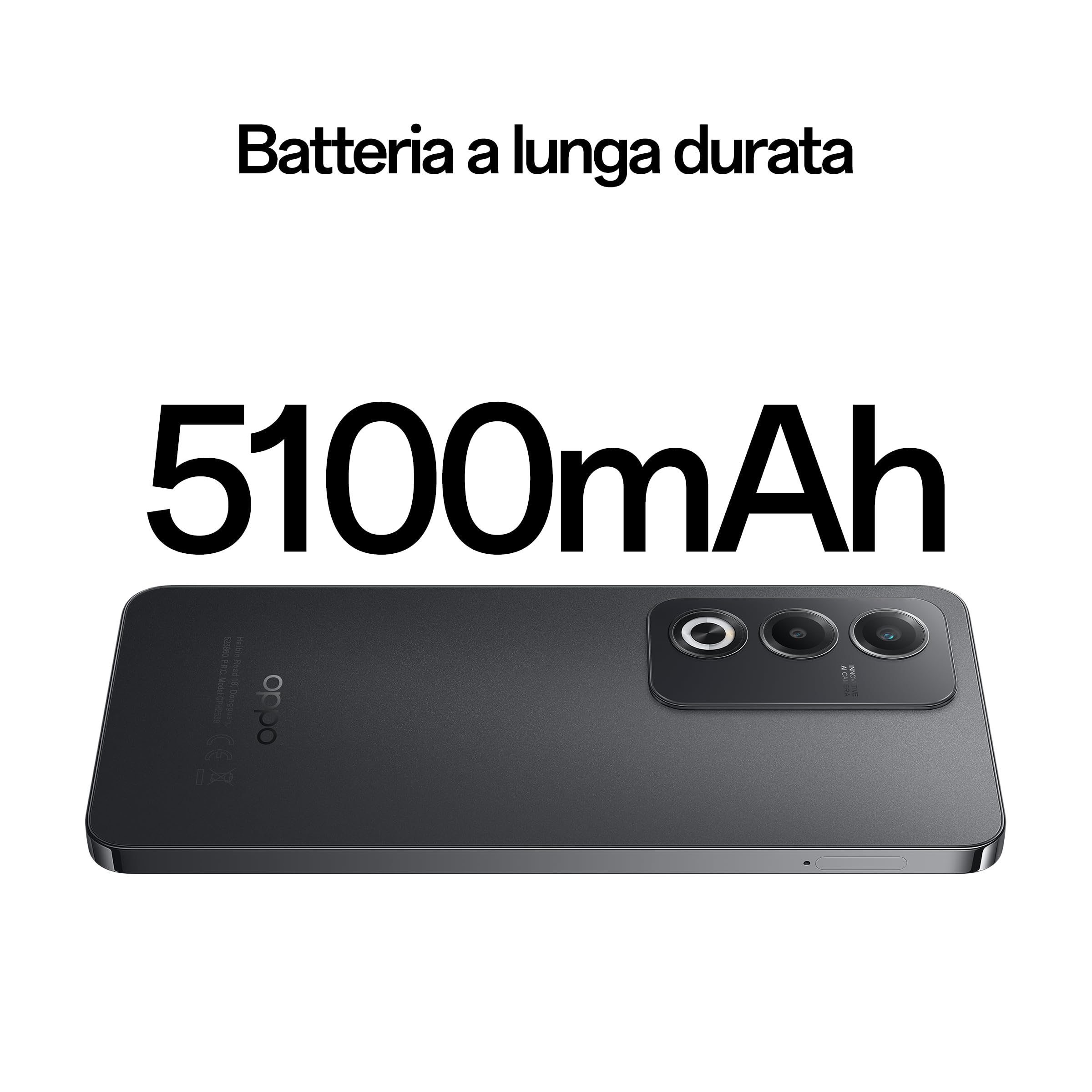 OPPO A80 5G Smartphone, AI Doppia Fotocamera 50+2MP, Selfie 8MP, Display 6.67” 120HZ LCD HD+, 5100mAh, RAM 16GB (8+8) +ROM 256GB (esp1TB), IP54, Supporto Auto [Versione Italia], Starry Black