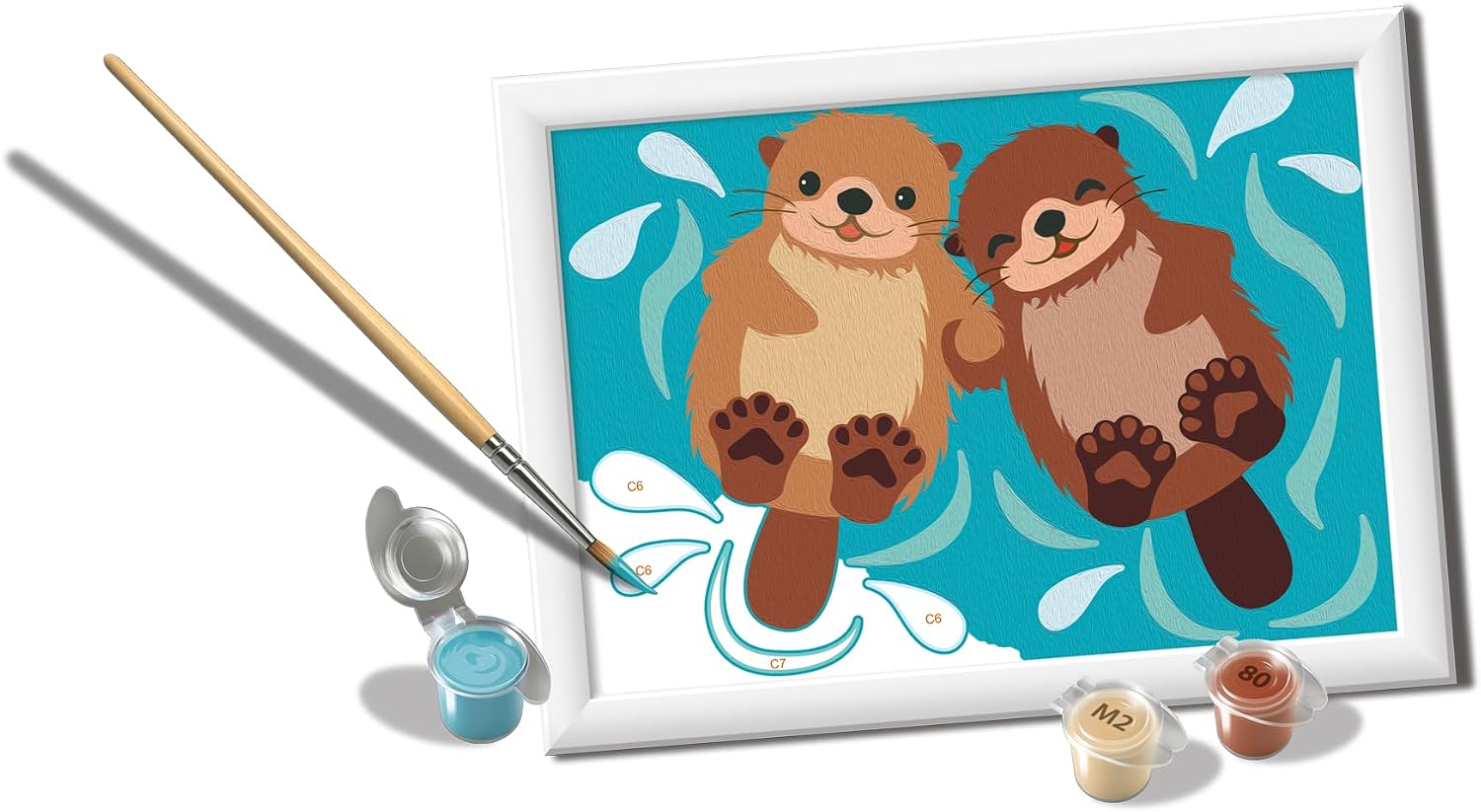 Ravensburger CreArt Otter Love Paint‑by‑Number Kit - Complete Set with Brushes & 10 Water‑Based Paints - Color‑Coded Outlines - Ages 7+