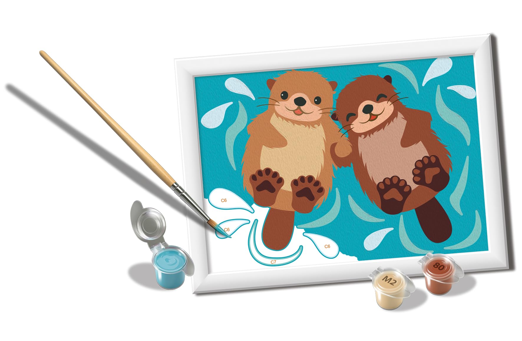 CreArt Otter Love Paint‑by‑Number Kit - Complete Set with Brushes & 10 Water‑Based Paints…