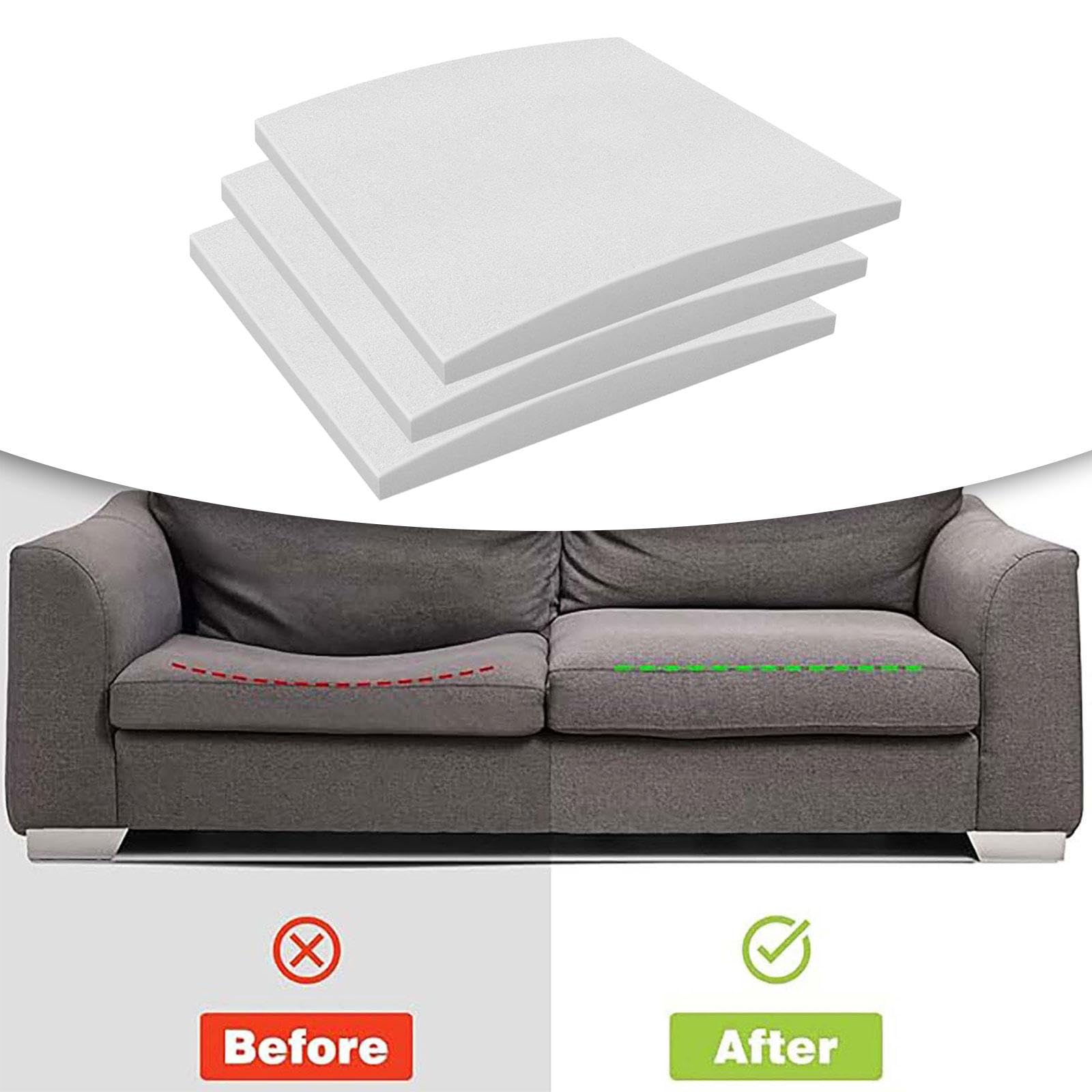 3 Pièces Coussin de Soutien Canapé Coussin de Soutien Siège Affaissé Mousse pour Fauteuil Courbé Coussin sous Assise pour Réparation Mousse Haute, Dureté Blanche 70