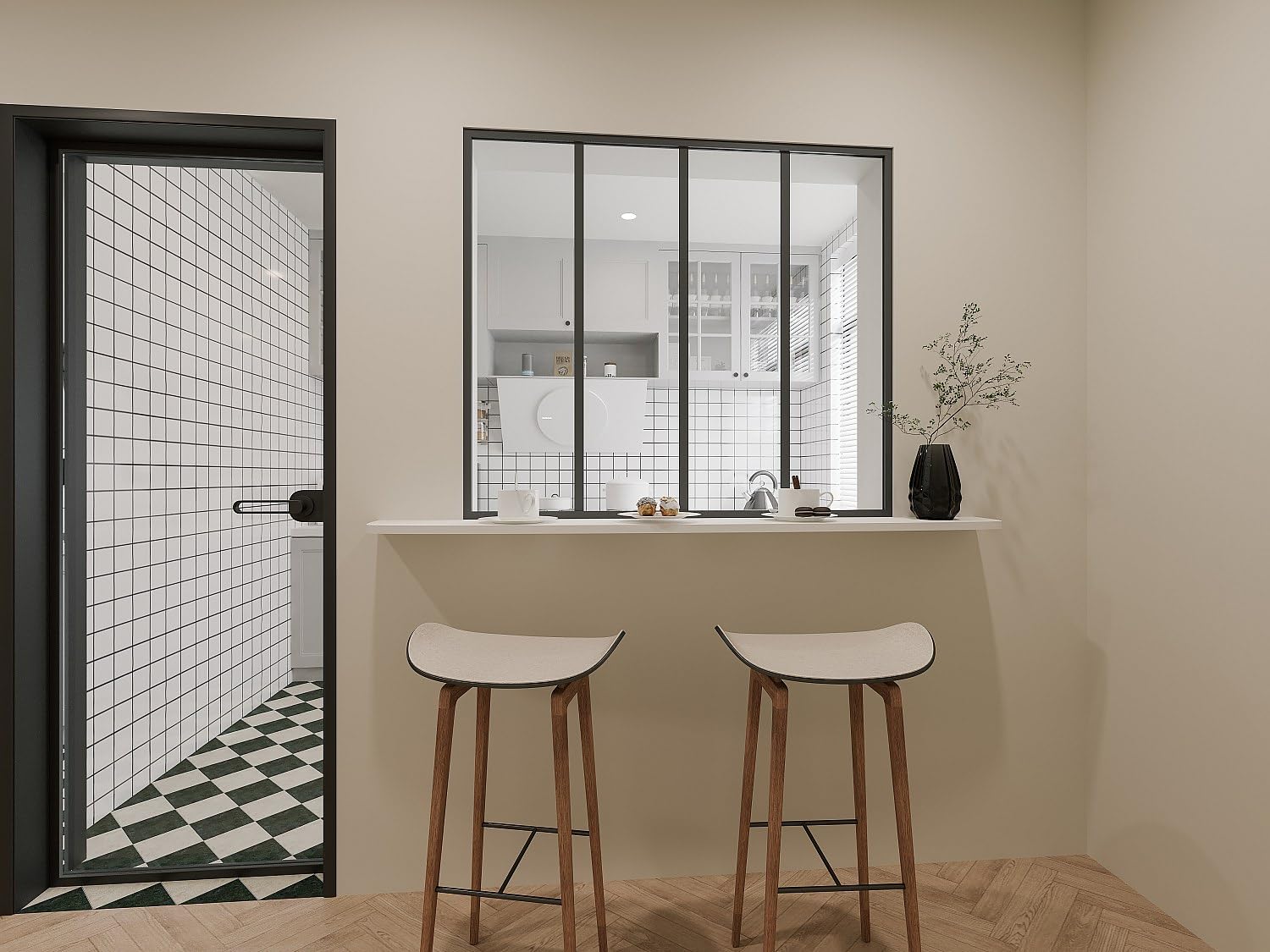 Vente-unique-Cristalera Atelier Bayview de Aluminio termolacado Negro - 120x105 cm