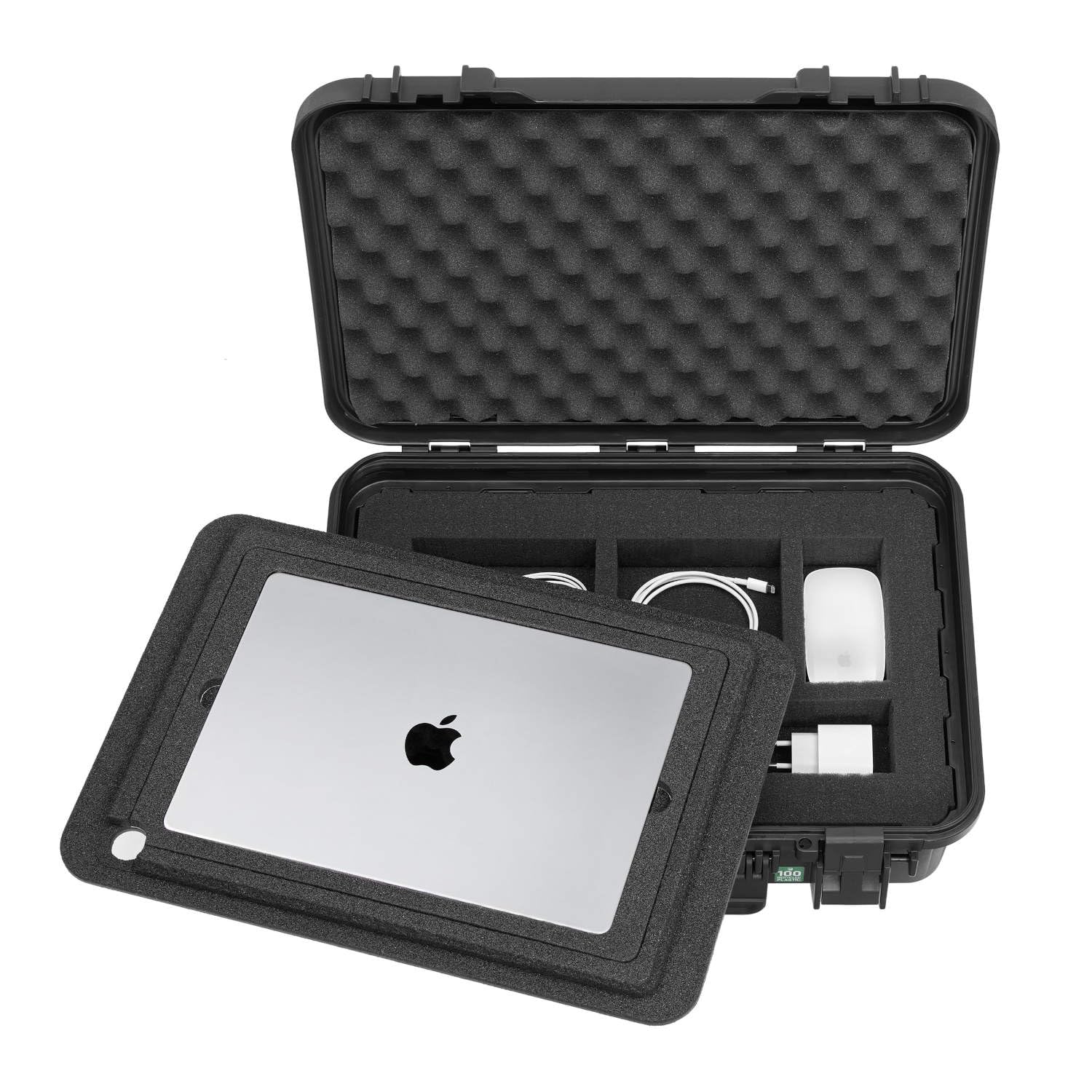 TOMcase custodia per tablet, notebook/laptop e accessori, custodia rigida ECO impermeabile con schiuma a griglia/cubo e supporto per laptop 3in1 per 11", 13" e 15"