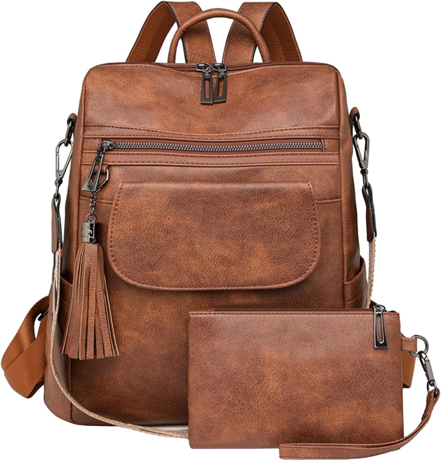 Women's Waterproof Faux Leather Laptop Backpack - Spacious Anti-Theft Work Bag with Leopard Print, Convertible Travel Purse for Commuting, College & Business (Stylish Shoulder Bag Design)