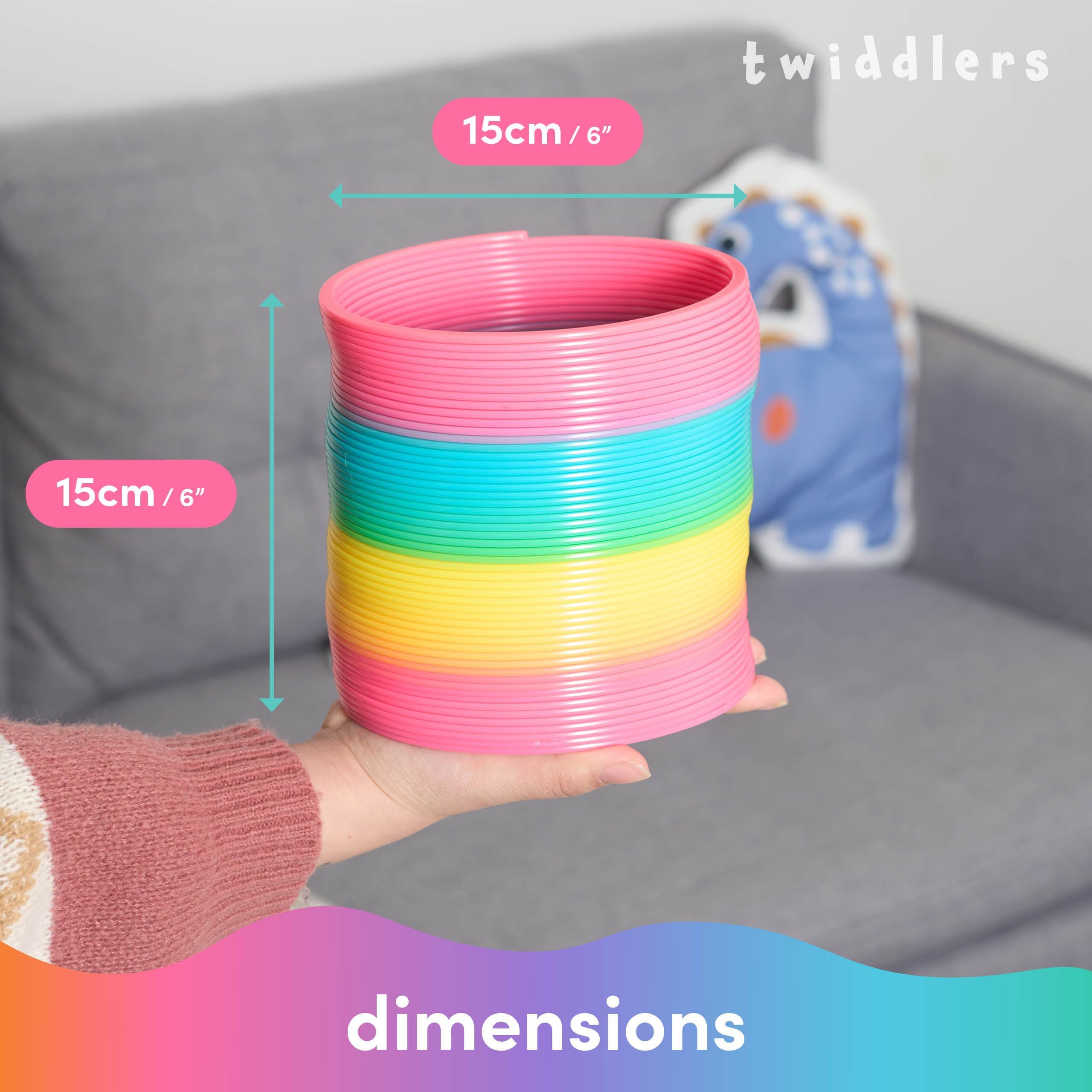 THE TWIDDLERS - Molla Giocattolo Gigante Arcobaleno in Plastica – Molle Arcobaleno Divertenti per Bambini - 15x15cm