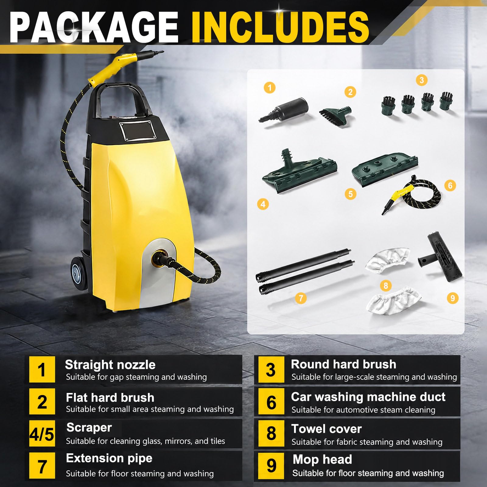Vaporeta Limpieza, Limpiador de Vapor Portátil, Depósito de Agua de 3.5 L Yellow