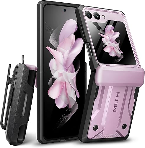 TONGATE Funda diseñada para Z Flip 5 con protector de pantalla, protección de bisagra y clip para cinturón, funda de teléfono de grado militar,