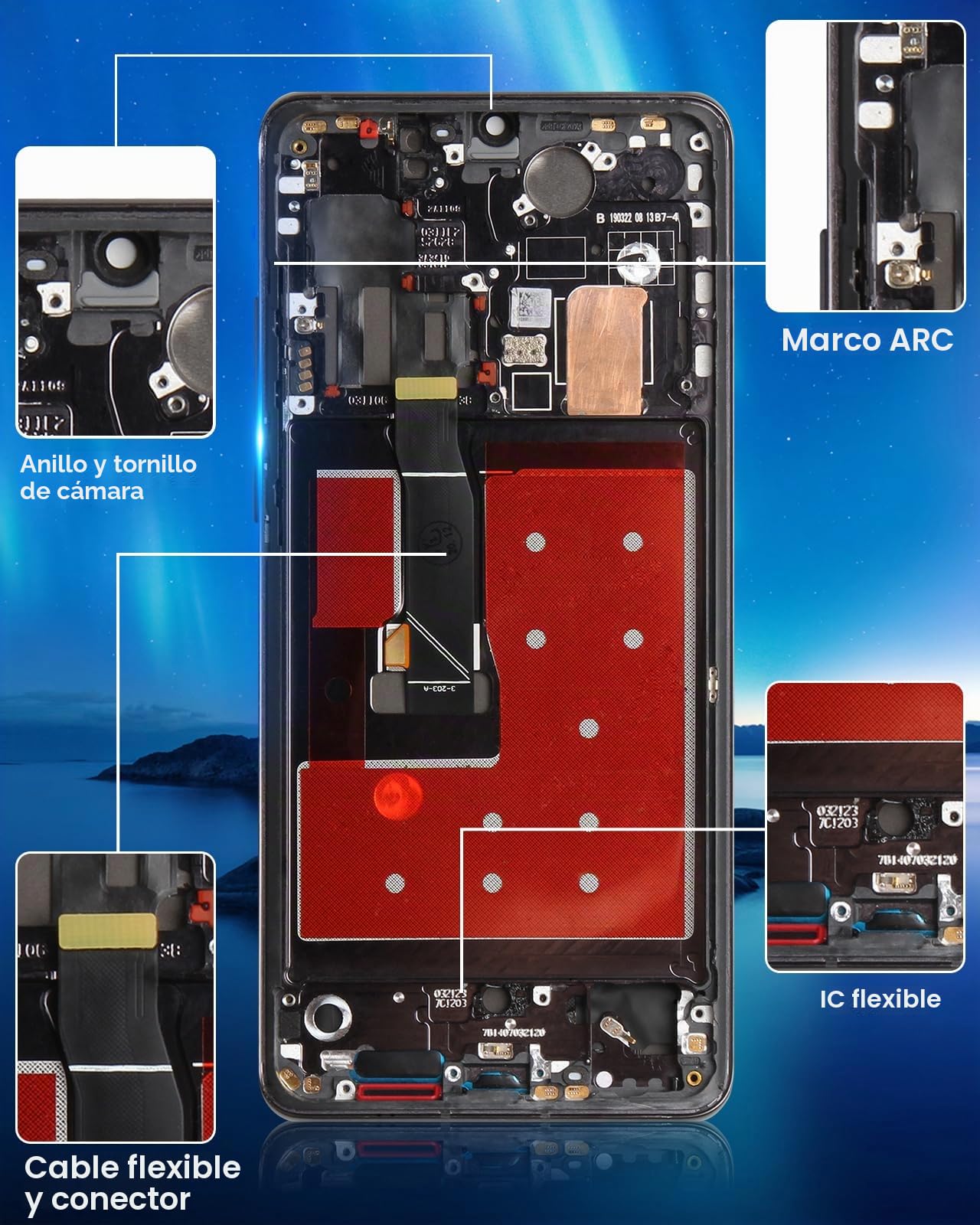 Pantalla para Huawei P30 Pro LCD Pantalla para Huawei P30 Pro VOG-L29 VOG-L09 VOG-AL00 LCD Pantalla Táctil Digitalizador Asamblea + Reparación (Negro con Marco Incell, Not Support Huellas Digitales)