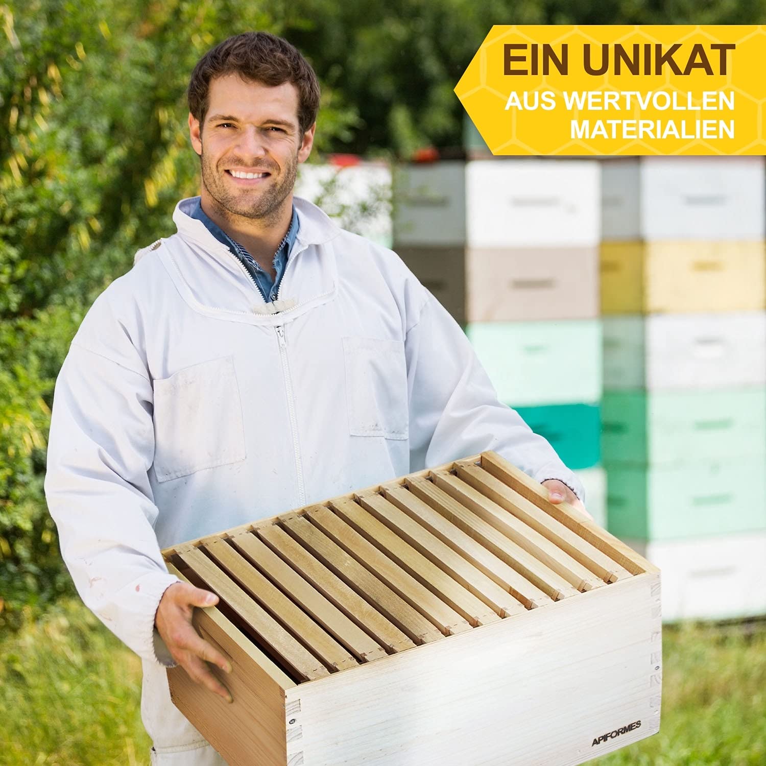 APIFORMES Dadant US (DAD12) Beute – 12 Waben Massivholz Weymouthskiefer Imkereibedarf