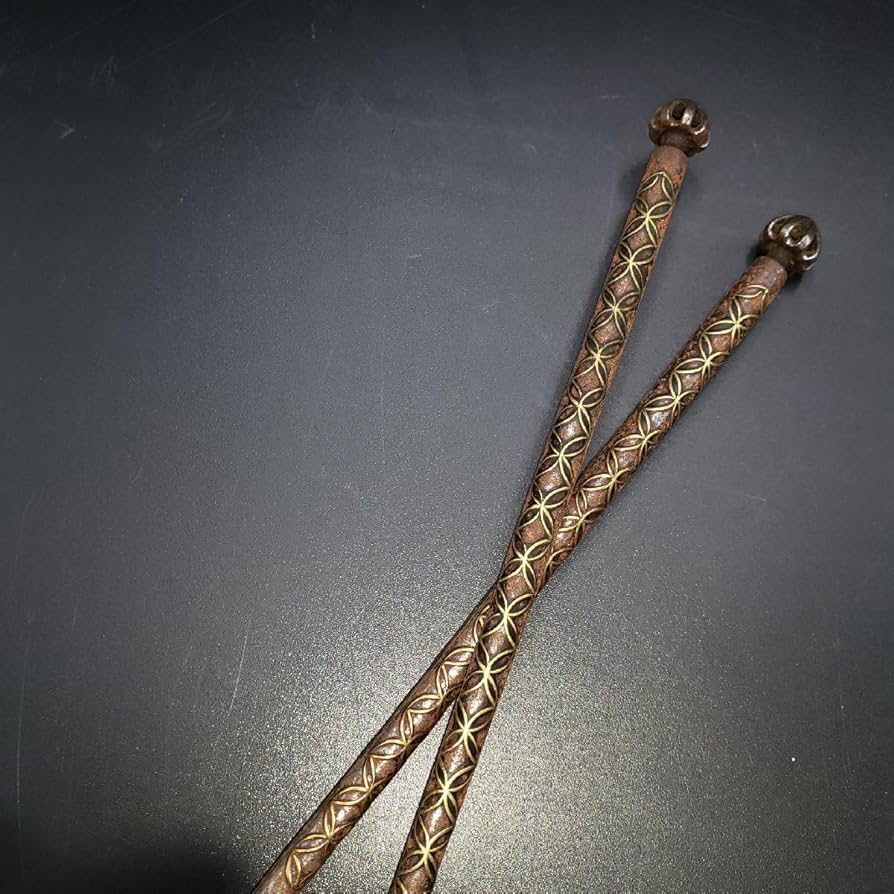 茶道具鉄時代七宝象嵌飾火箸 松華作 （長さ28．5㌢一組44