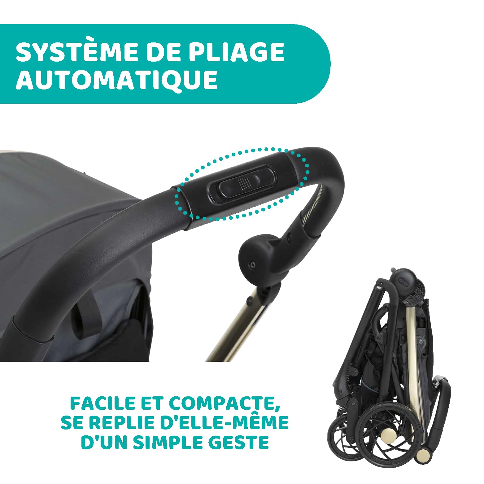 Chicco One4Ever Poussette Légère et Compacte de 0 Mois à 4 ans,Capacité de Charge Maximale de 22 kg,Poussette Pliable,Dossier Inclinable,Fermeture Automatique en 1 étape