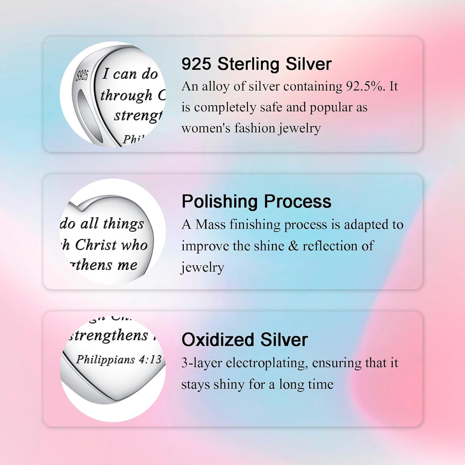 Bible Family Mom Wife Love Heart Dangle Charm 925 Sterling Silver Charms fits Bracelets and Necklace Pendant Bead Charms Jewelry Present for Women Family Friends - Image 5