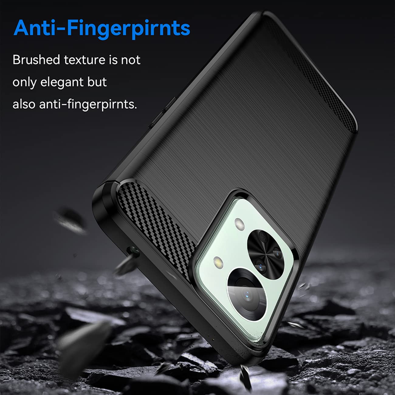 HTXWXJC Custodia per OnePlus Nord 2T, custodia CPH2399 CPH2401, custodia sottile in fibra di carbonio TPU custodia protettiva antigraffio antiurto per OnePlus Nord 2T nero