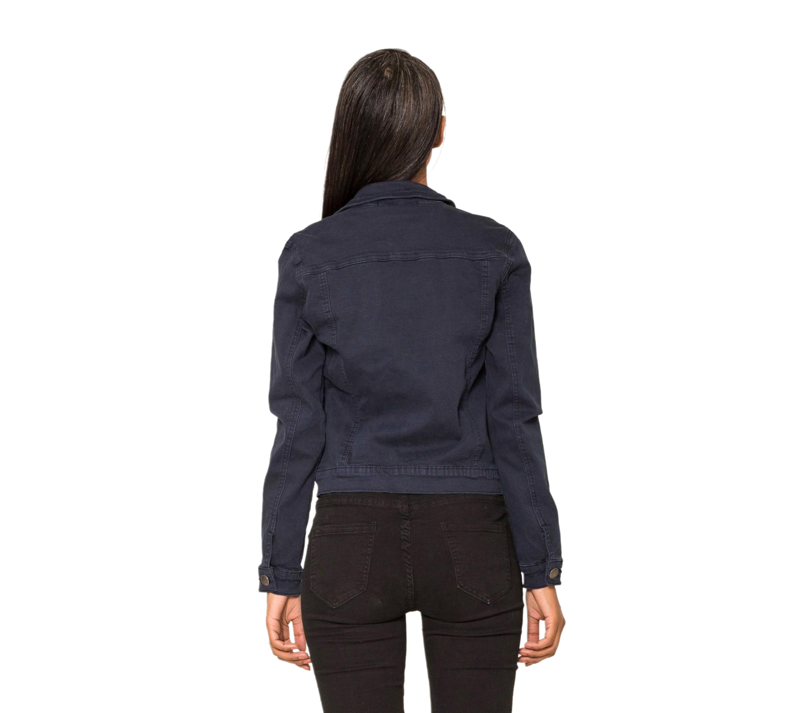 Nina Carter J212 Veste en jean slim pour femme - Veste stretch, colorée, avec col Kent, poches - Pour le printemps, l'été, la mi-saison