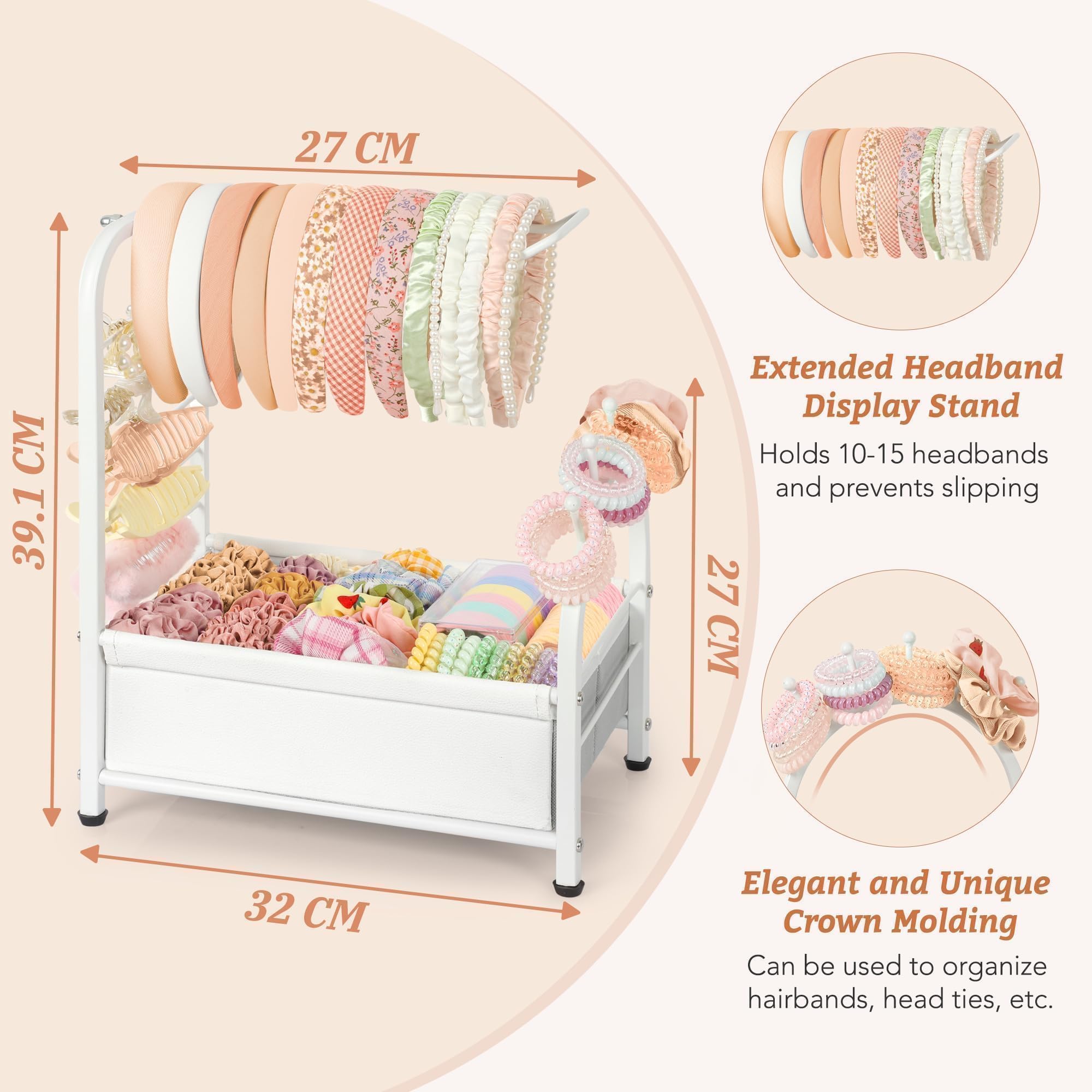 Rangement Accessoires Cheveux, Boite A Bijoux Femme, Porte-Chouchou, Rangement Pour Pinces À Cheveux, Boite A Bijoux Fille Pour Bandeau, Chouchou, Pince, Nœuds, Présentoir À Bijoux