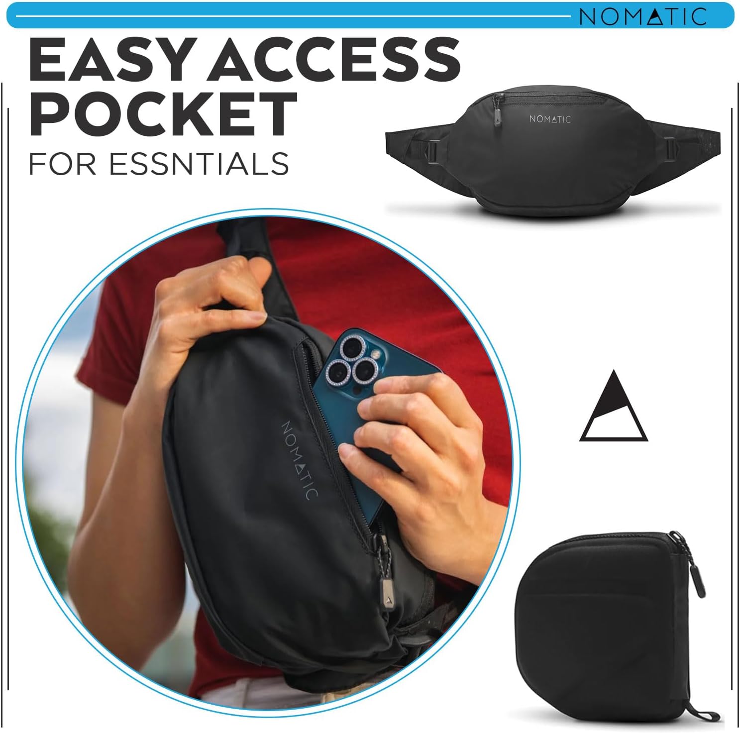 NOMATIC Navigator Collapsible Sling 3L - Crossbody Bag Sling Backpack - Light Collapsible Hiking Daypack Sling for Travel