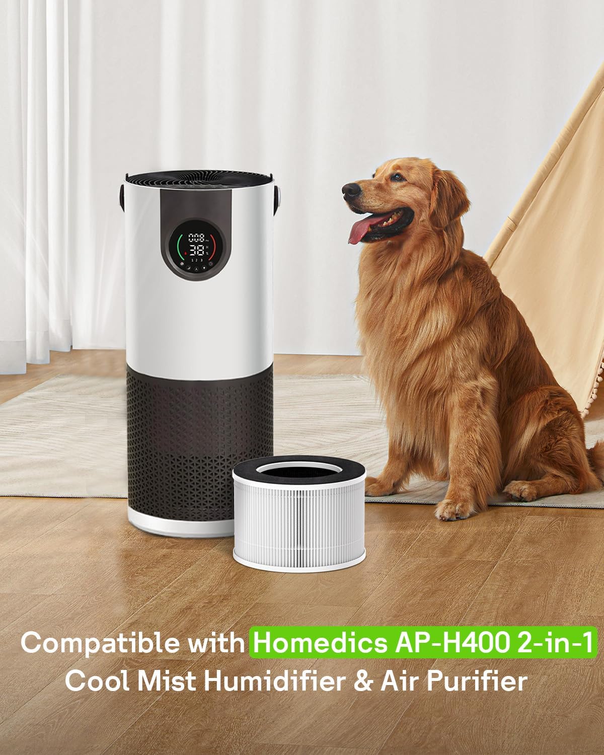 AP-H400 Replacement Filters Compatible with Homedics 2-in-1 Cool Mist Humidifier & Air Puri-fier, Premium Air Purification Filter & Activated Carbon Filter, 2 Pack - Image 2