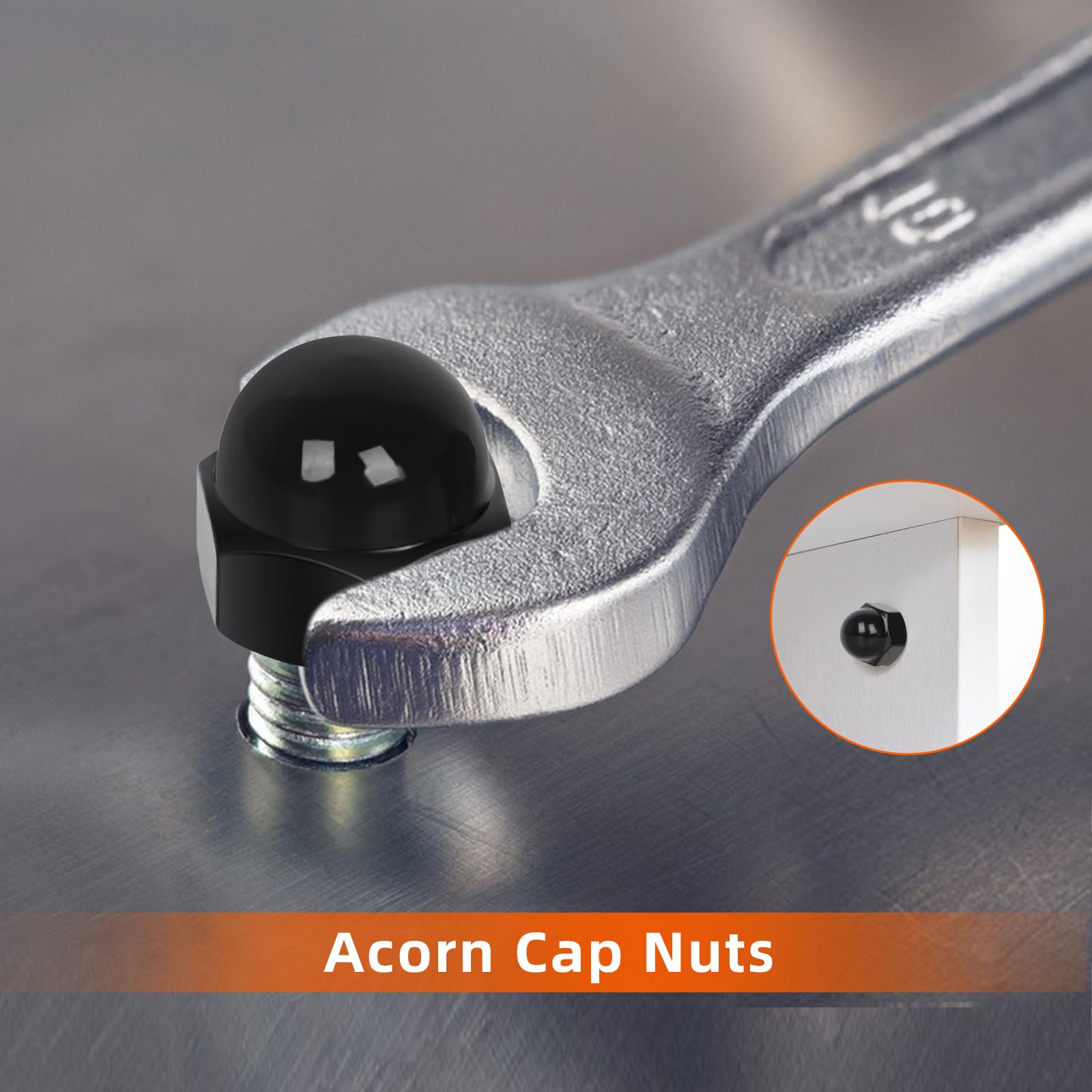 Black Acorn Nuts - 50 PCS Stainless Steel -4 Black Acorn Nuts - 50 PCS Stainless Steel -4