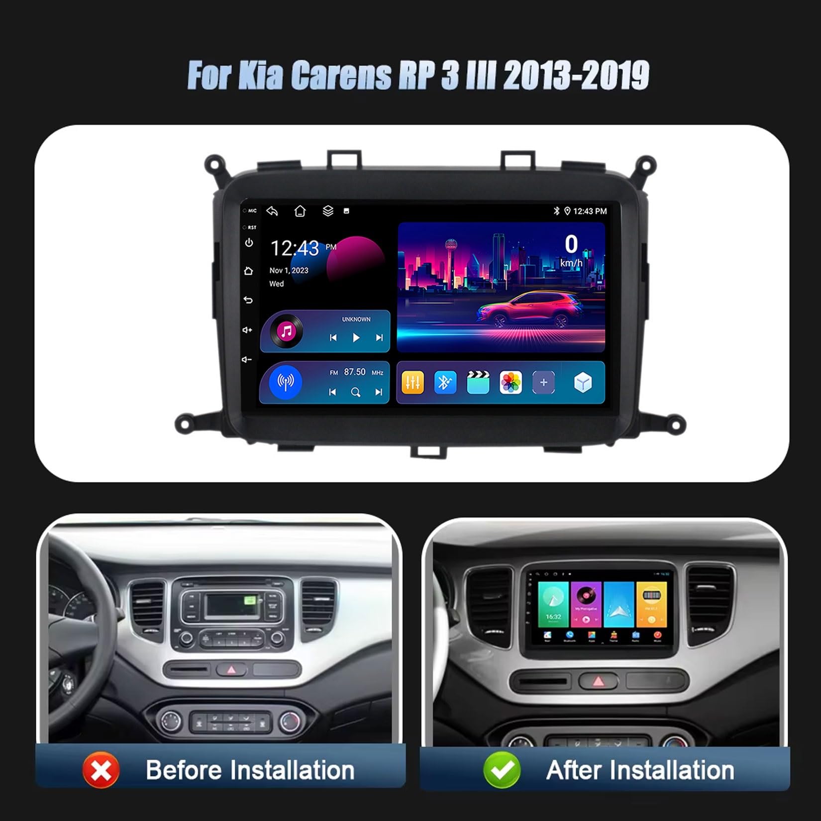 Radio samochodowe z systemem Android 2 Din dla Kia Carens 2013-2019 ekran dotykowy 9-calowy nawigacja GPS nawigacja multimedialny odtwarzacz wideo z Bluetooth 4G WiFi FM RDS DSP(P18 8Core 6+128G)