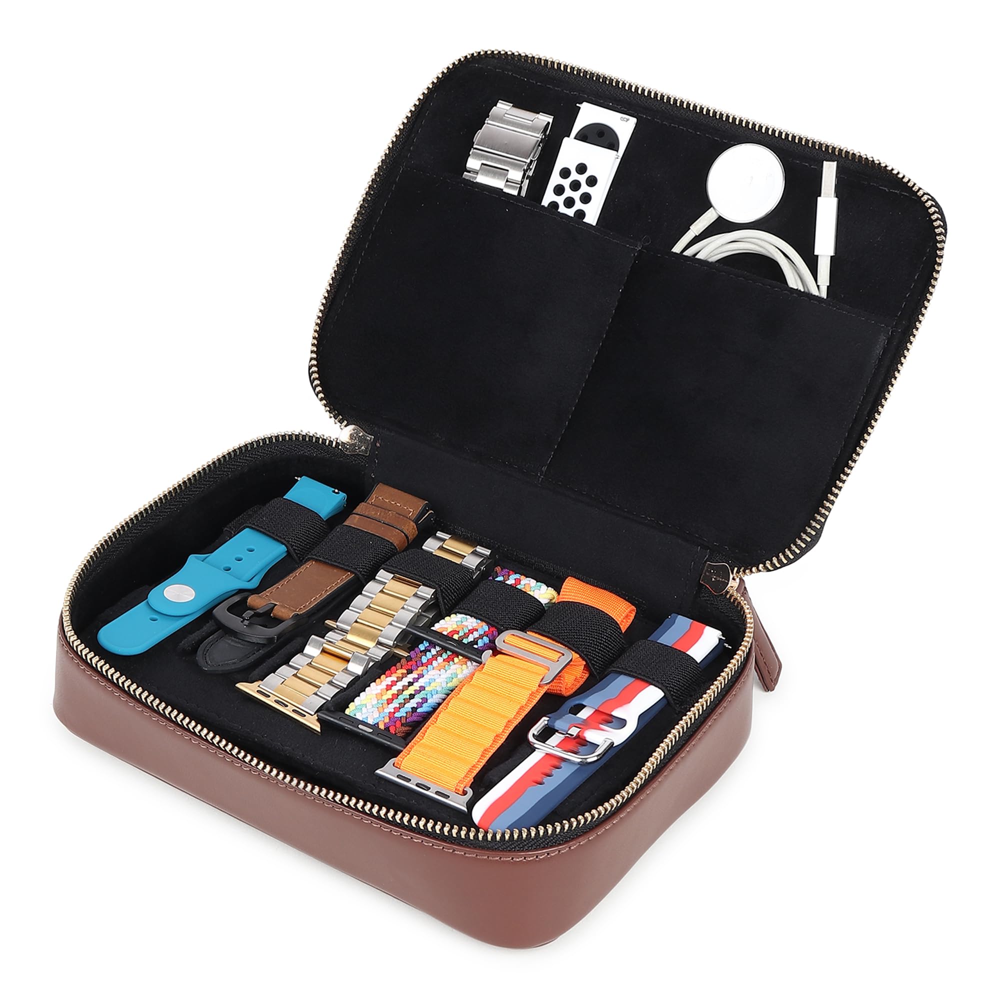 GadgetBite Portable Watch Strap Organizer For Apple Watch Bands and Others, Compatible With All Size Watch Straps, Multiple Slots For Watch Straps(Accessories not included)-Brown (B0CZ9BLGLD) Amazon Price History, Amazon Price Tracker