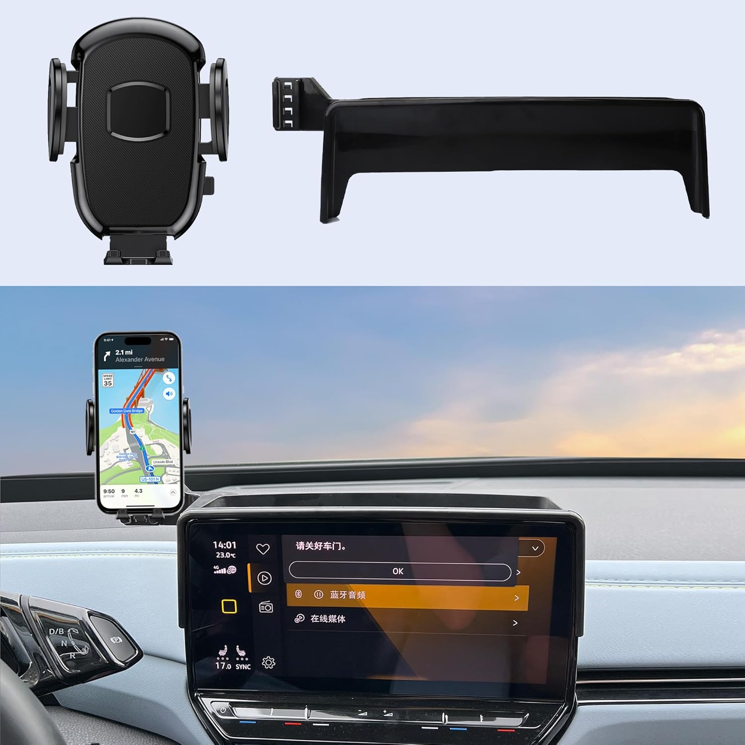 Car Phone Holder Mount Fit for Volkswagen ID.4 VW ID4 2020-2024, Car Display Mount,Thick Cases Friendly Fit for iPhone/Android and All Smartphones