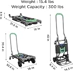 COSCO Shifter 300-Pound Capacity Multi-Position pliant camion à main et chariot, vert