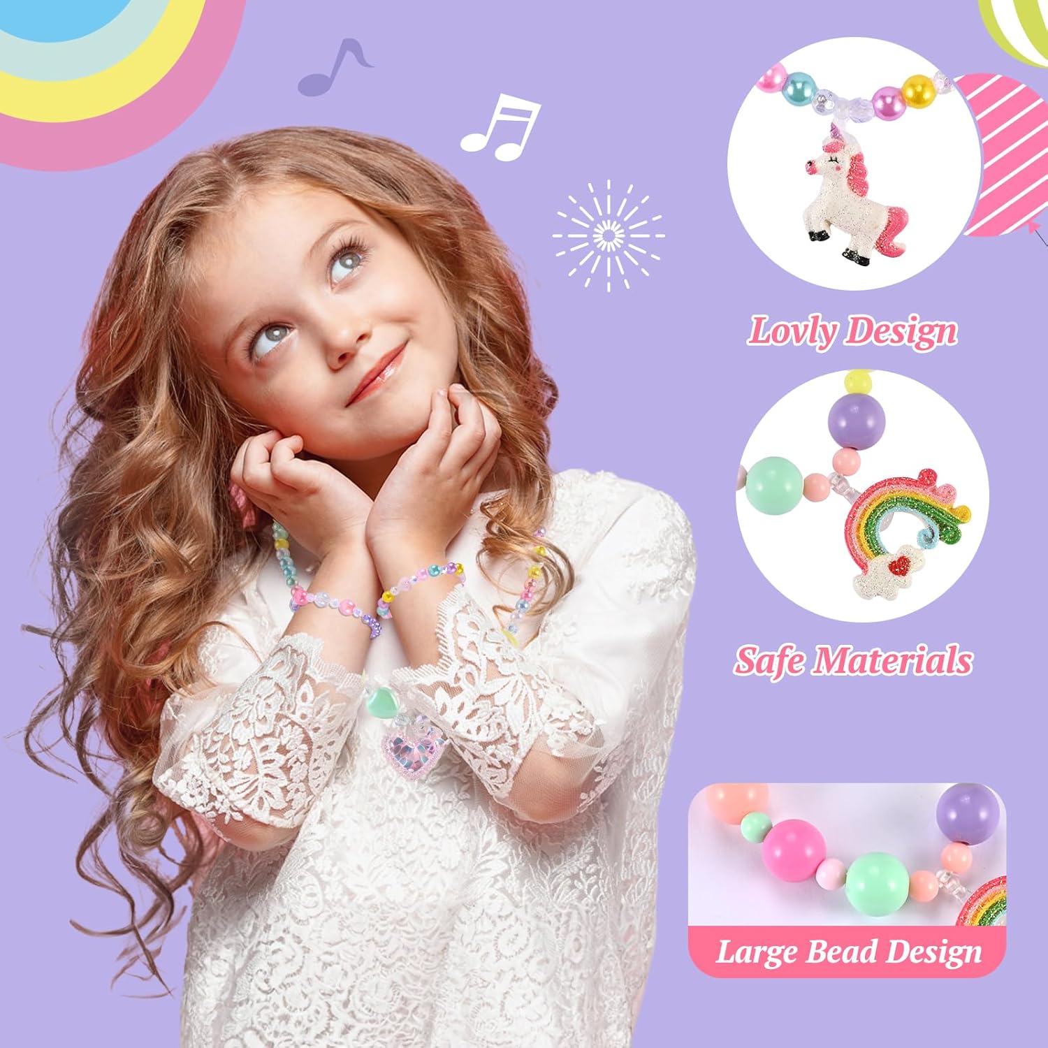 Kids Jewelry for Girls, Necklaces, Rings, Bracelets, Little Girls Jewelry Kids Necklace Rings for girls, Kid Bracelets Necklace Birthday Gift Age 2 4 6 8