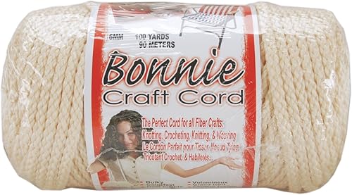 Miniatura 9 de Cordón Pepperell de 0.23 pulgadas de madera Bonnie Macramé, 100 yardas, Tela, Blanco, Paquete de 10