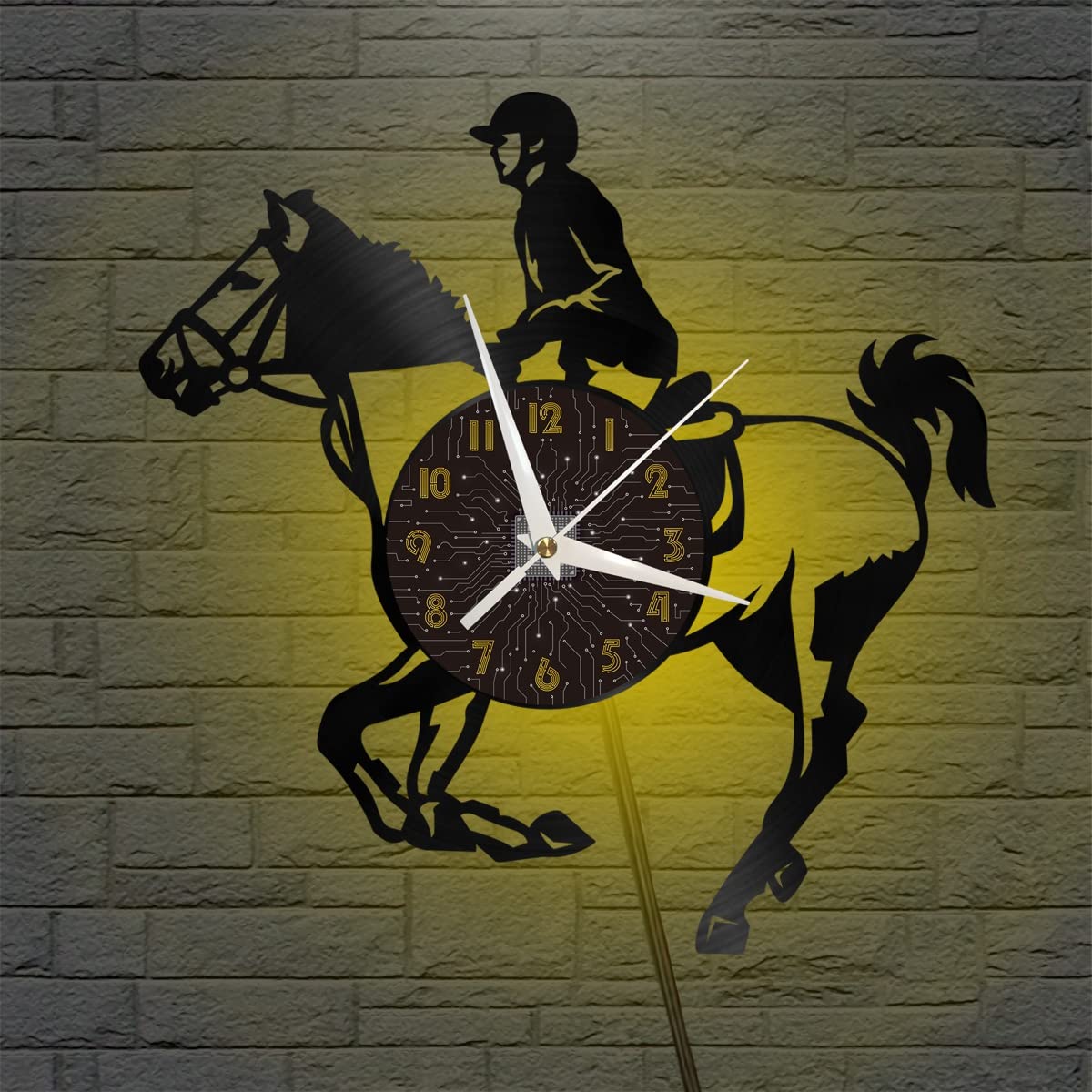 Horloge murale en vinyle LED rétro et silencieuse pour salon