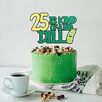 Vista 3 de 25 is Kind of a Big Dill Happy Birthday Cake Topper – Divertidas decoraciones de pepinillo verde con purpurina para cumpleaños 25 para mujeres