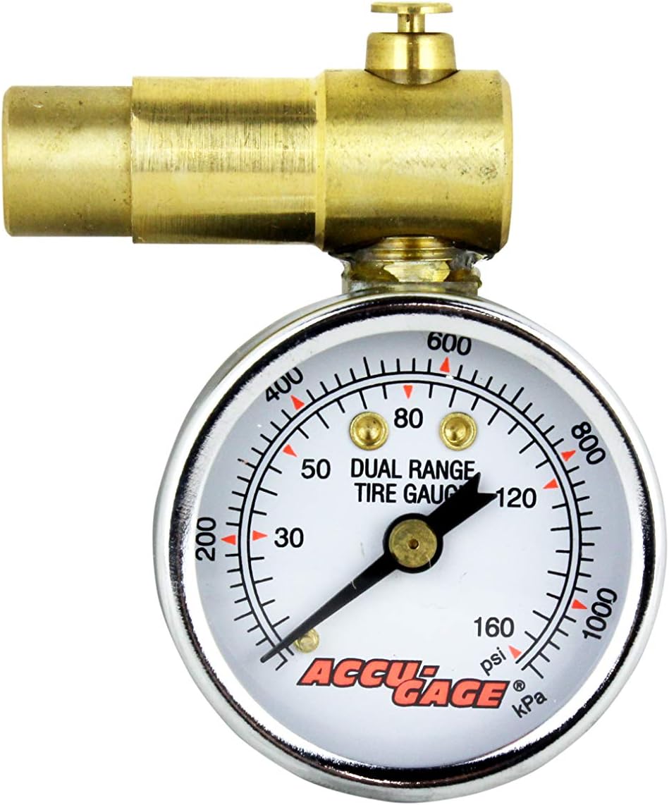 Accu-Gage by Milton Schraeder Valve Bike Tire Pressure Gauge with Bleed Valve, for 0-160 PSI - ANSI Certified